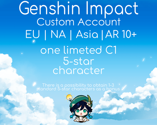 NA|EU|Asia GI Genshin Impact Custom Starter Account | One Limited Character C1 | AR10+