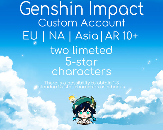 NA|EU|Asia GI Genshin Impact Custom Starter Account | Two Limited Characters | AR10+