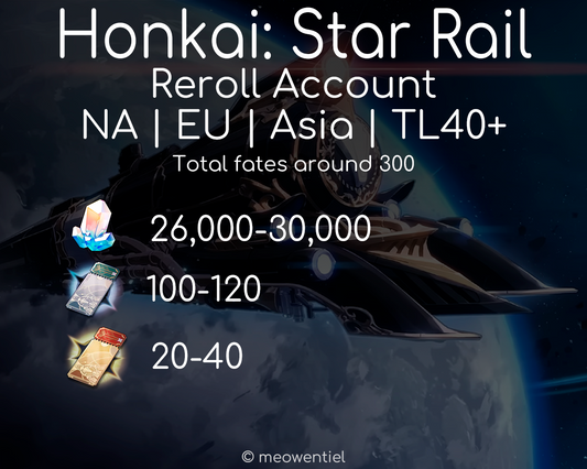 NA|EU|Asia Honkai: Star Rail HSR Reroll Account | 26000+ Stellar Jades | 300 Draws/Available Summons | TL40+