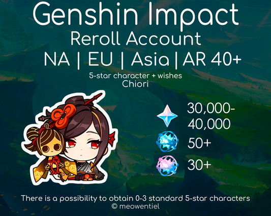NA|EU|Asia GI Genshin Impact Reroll Account | Chiori | 30,000+ Primogems | Total 270 Wishes/Draws | AR40+