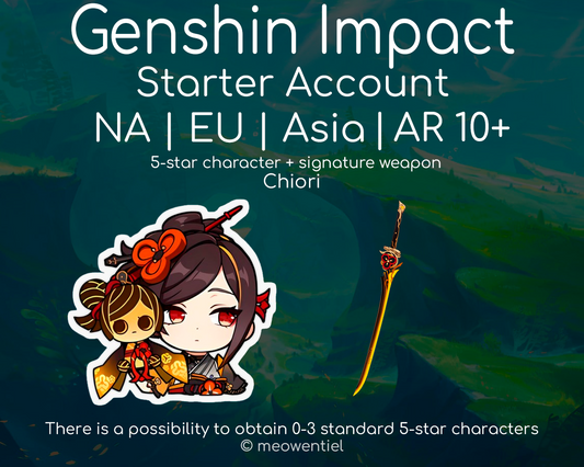 NA|EU|Asia GI Genshin Impact Starter Account | Chiori | Signature Weapon | AR10+