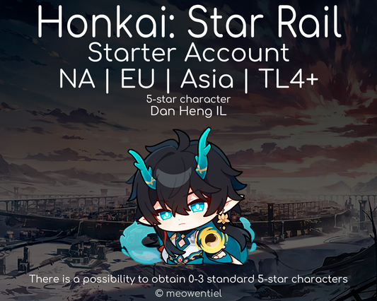 NA|EU|Asia Honkai: Star Rail HSR Starter Account | Dan Heng Imbibitor Lunae | TL4+