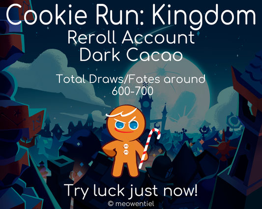 Dark Cacao Cookie Run Kingdom Reroll Account | 100000-130000 Crystals | 170+ Cookie Cutter | 80+ Magic cookie cutte | 600-700  Draws/Fates