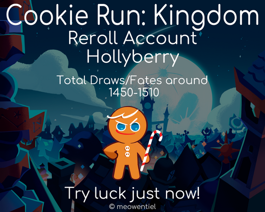 Hollyberry Cookie Run Kingdom Reroll Account | 315000-350000 Crystals | 235+ Cookie Cutter | 175+ Magic cookie cutte | 1450-1510  Draws/Fates