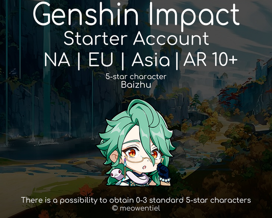 NA|EU|Asia GI Genshin Impact Starter Account | Baizhu | AR10+