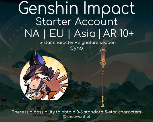NA|EU|Asia GI Genshin Impact Starter Account | Cyno | Signature Weapon | AR10+