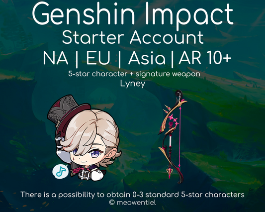 NA|EU|Asia GI Genshin Impact Starter Account | Lyney | Signature Weapon | AR10+