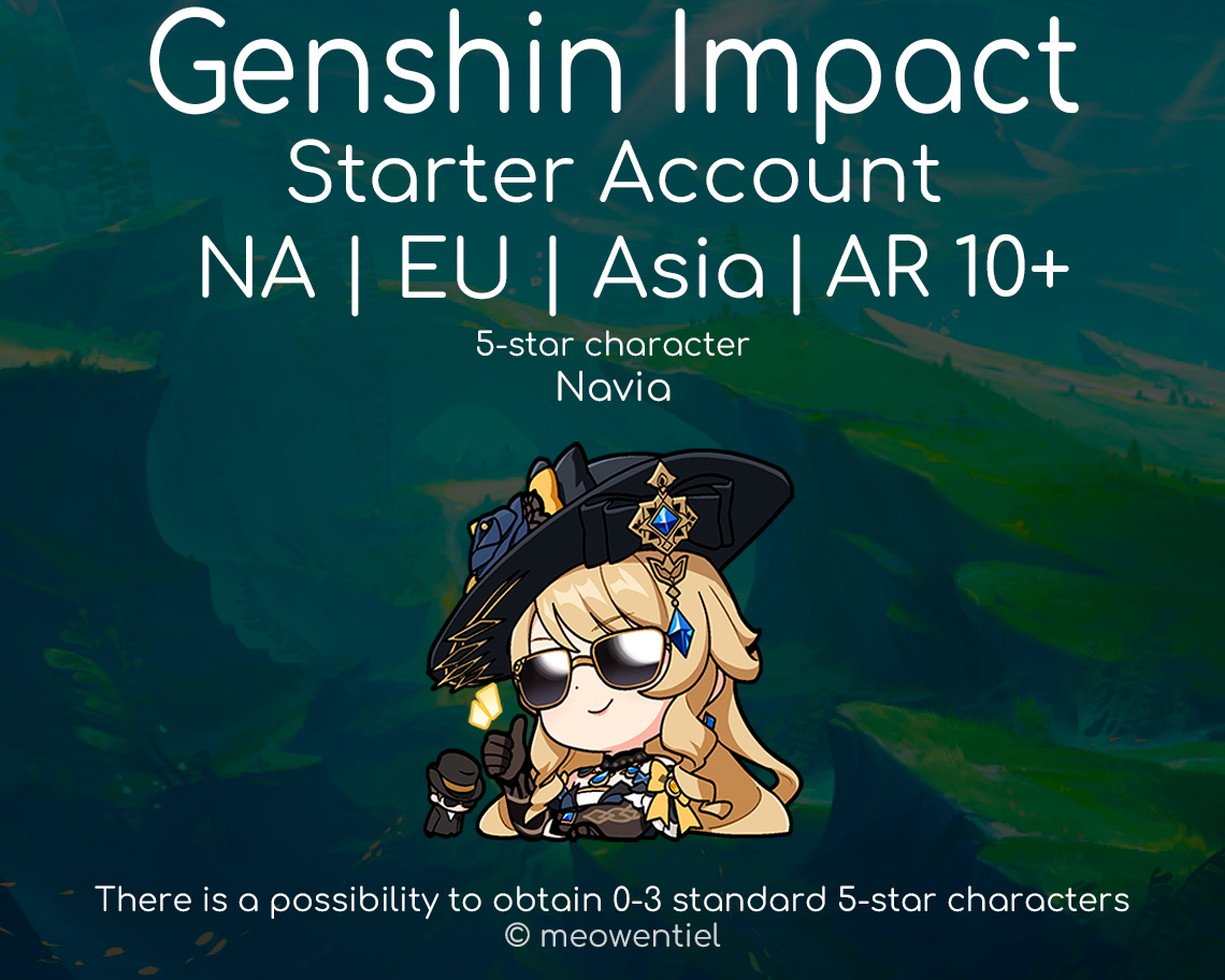 NA|EU|Asia GI Genshin Impact Starter Account | Navia | AR10+