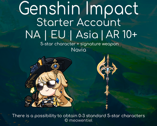 NA|EU|Asia GI Genshin Impact Starter Account | Navia | Signature Weapon | AR10+