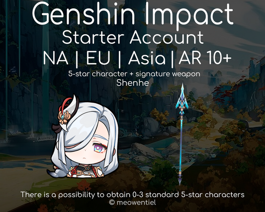 NA|EU|Asia GI Genshin Impact Starter Account | Shenhe | Signature Weapon | AR10+
