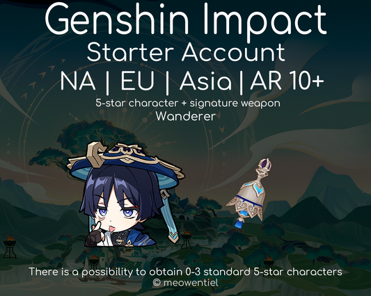NA|EU|Asia GI Genshin Impact Starter Account | Wanderer | Signature Weapon | AR10+