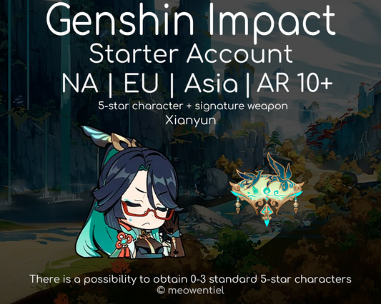 NA|EU|Asia GI Genshin Impact Starter Account | Xianyun | Signature Weapon | AR10+