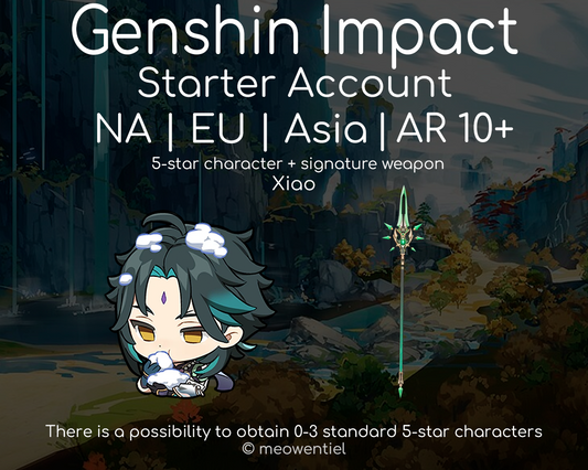 NA|EU|Asia GI Genshin Impact Starter Account | Xiao | Signature Weapon | AR10+