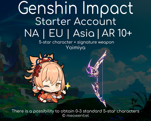 NA|EU|Asia GI Genshin Impact Starter Account | Yoimiya | Signature Weapon | AR10+