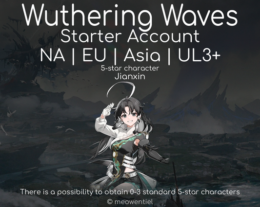 NA|EU|Asia WuWa Wuthering Waves Starter Account | Jianxin + 5-Star Characters | UL3+