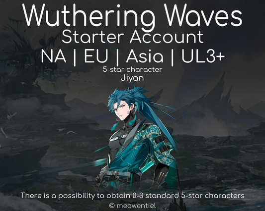 NA|EU|Asia WuWa Wuthering Waves Starter Account | Jiyan + Random 5-Star Characters | UL3+